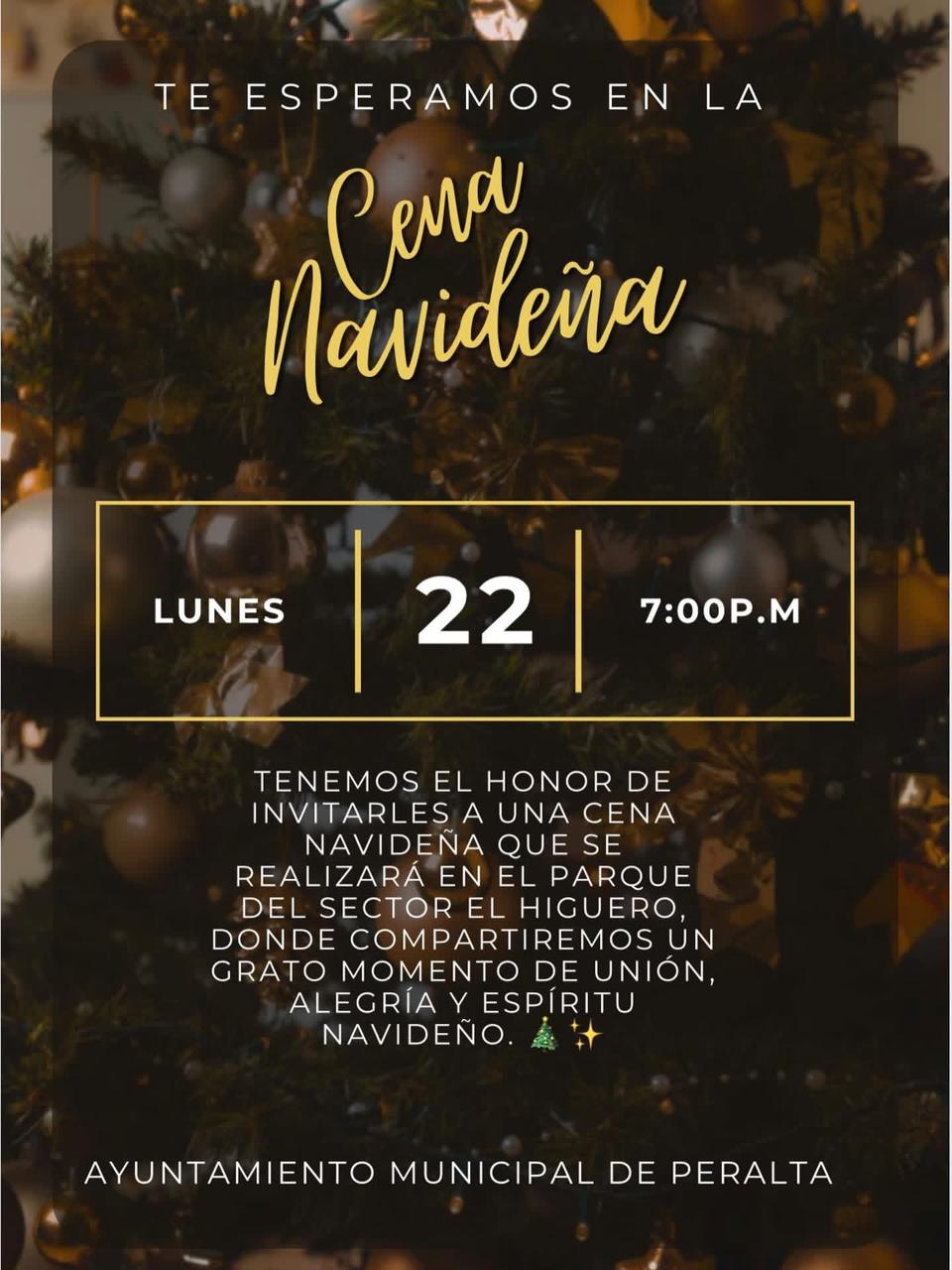 Invitación para cena navideña en el sector el higuero.